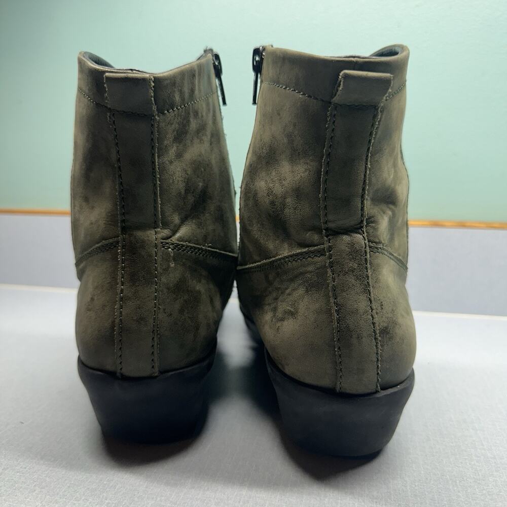 Wolky Boots Women’s 42 (10US) Casual Side Zip Wedge Ankle Bootie Green Leather - Picture 8 of 13